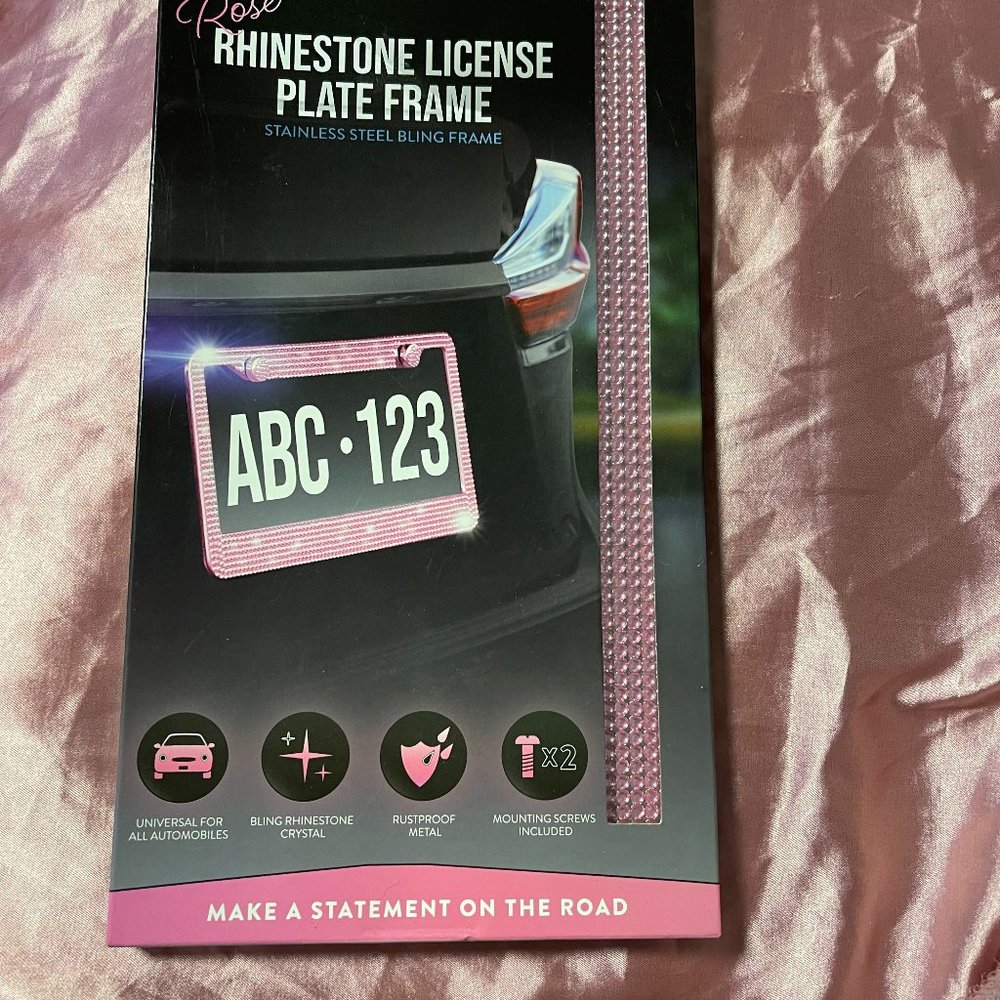pink rhinestone license plate